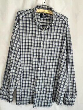 Vineyard Vines Men's Performance Classic Fit Tucker Shirt Blue Gray Plaid 2XL